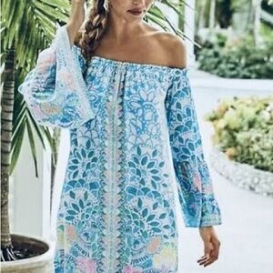 Lilly Pulitzer Nevvie Off-Shoulder Engineered Dress NWT